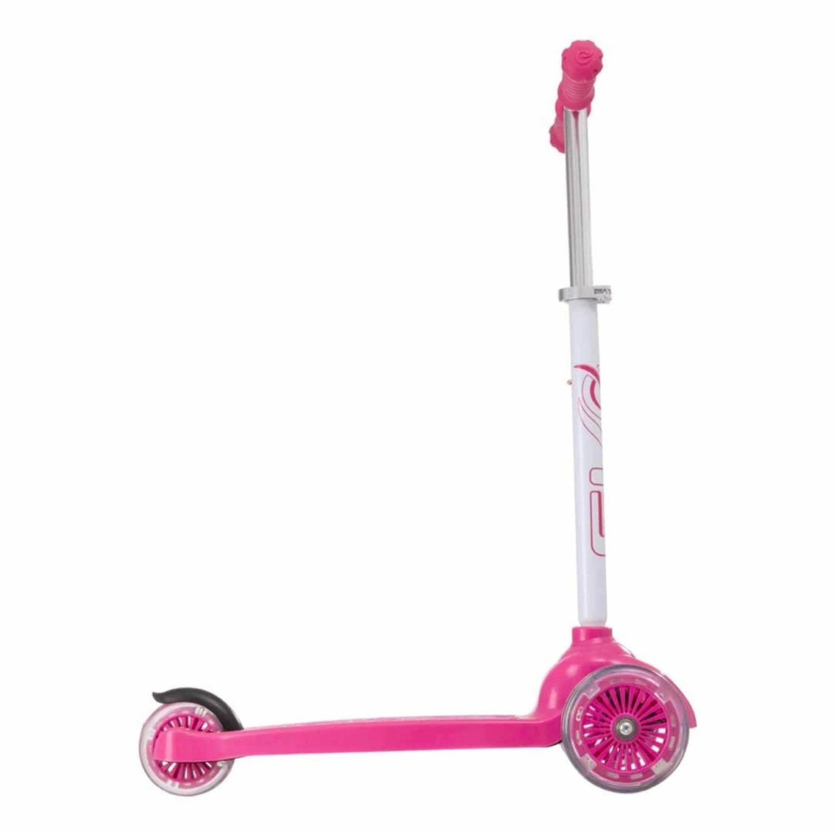 Evo Işıklı 3 Tekerlekli Pembe Scooter 58 - 68 cm Ayarlanabilir Gidon, 50 kg Taşıma Kapasiteli, LED Tekerlekli ve Ergonomik Çocuk Scooterı - Roket Oyuncak