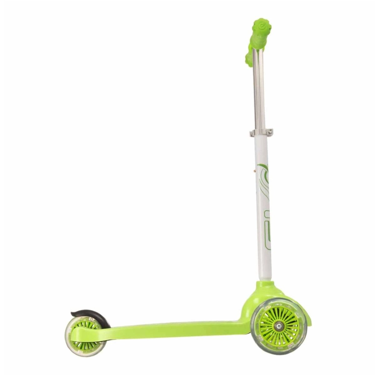 Evo Işıklı 3 Tekerlekli Yeşil Scooter 58 - 68 cm Ayarlanabilir Gidon, 50 kg Taşıma Kapasiteli, LED Tekerlekli ve Ergonomik Çocuk Scooterı - Roket Oyuncak