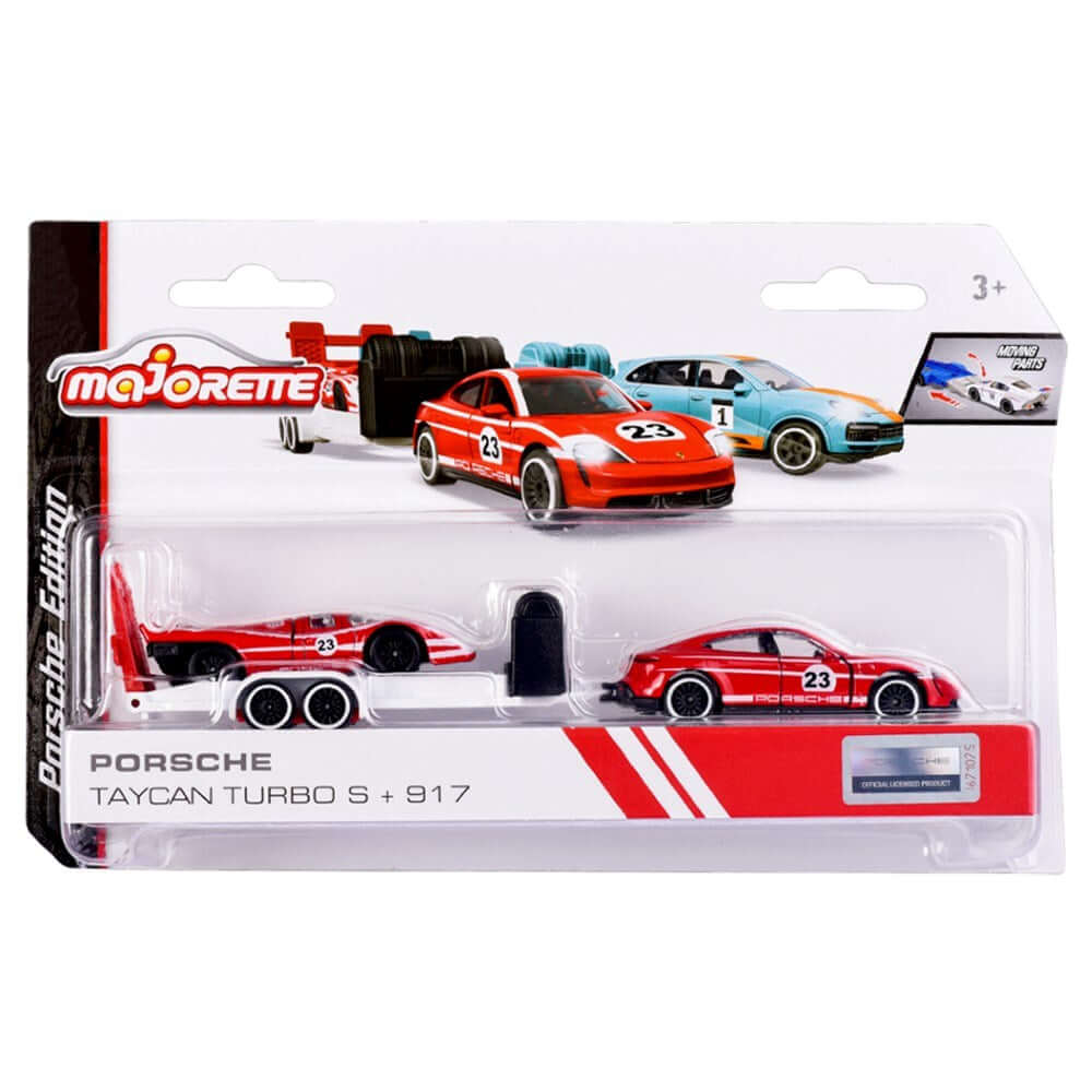 Majorette Porsche Edition Race Trailer Taycan Turbo S + 917