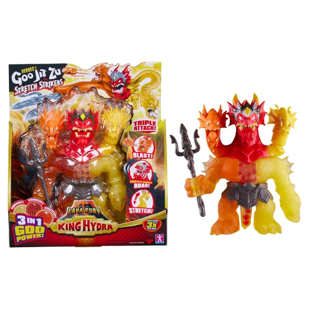 Goojitzu Stretch Strikers King Hydra Figürü GJT56000 | 3 Başlı Işıklı, Sesli ve Top Fırlatmalı Süper Esnek Kahraman 4 Yaş ve Üzeri Çocuklar İçin