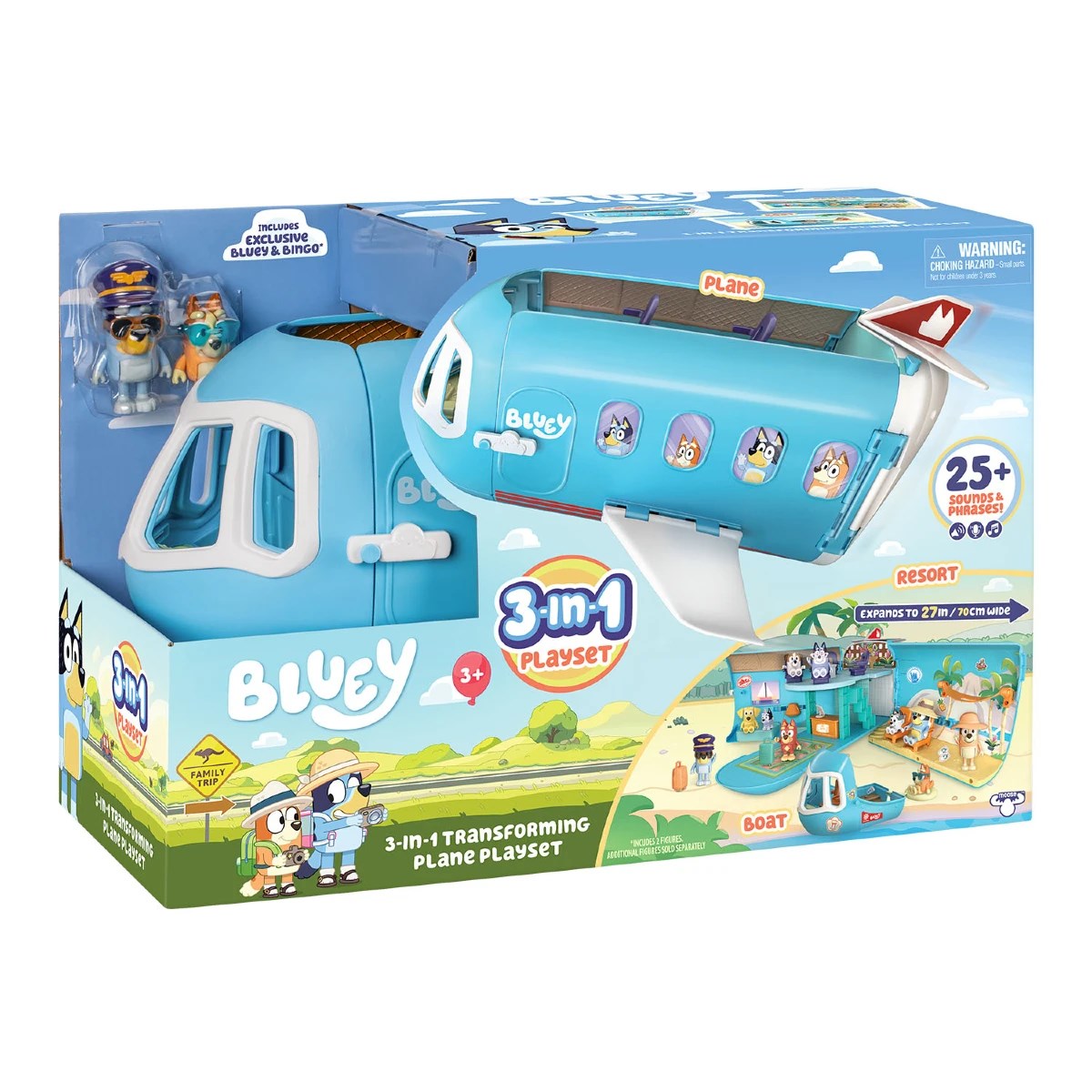 Bluey 3'ü 1 Arada Dönüşen Sesli Uçak Oyun Seti 17670
