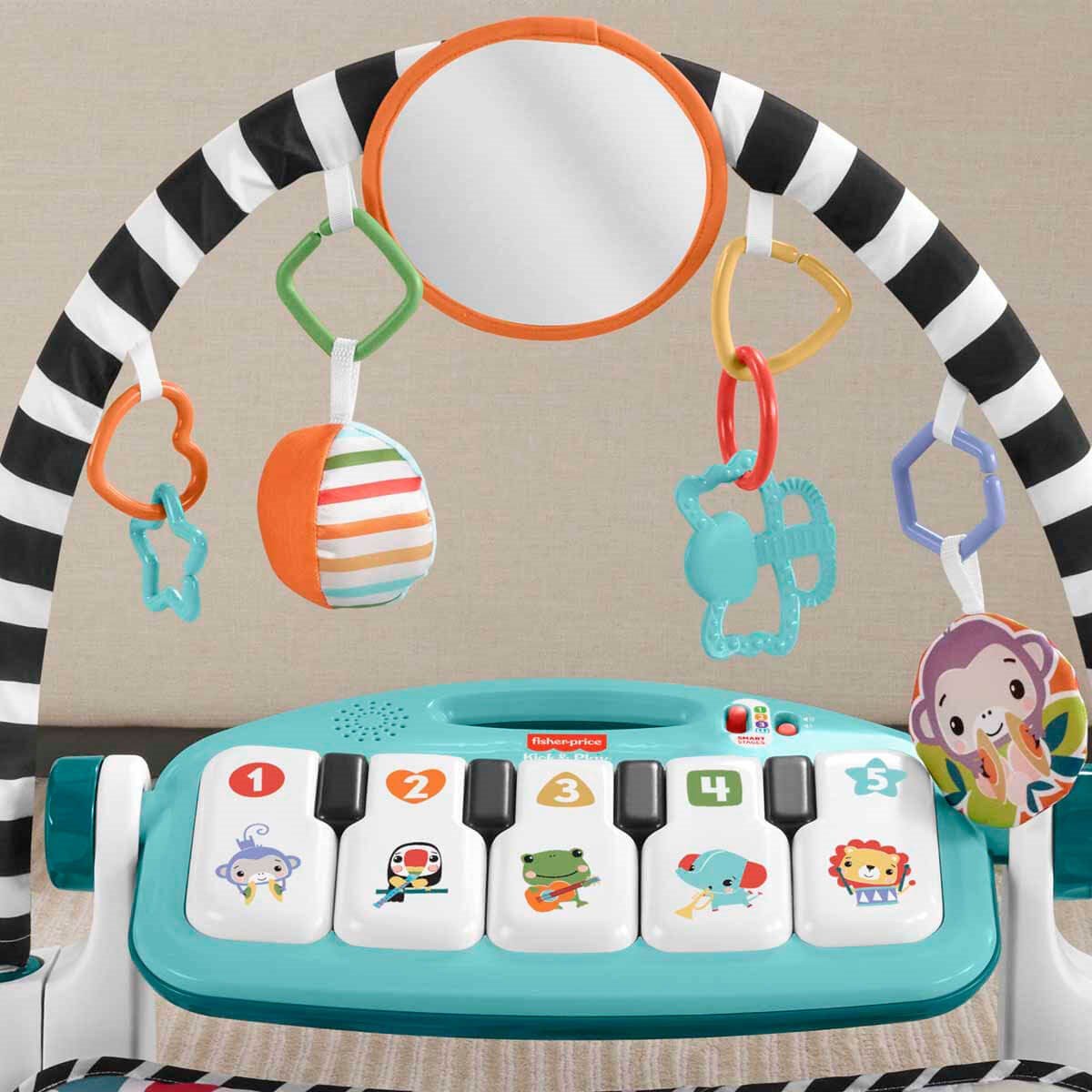 Fisher-Price Piyanolu Oyun Halısı Neşeli Hayvanlar Tasarımlı, Işıklı, 85+ Şarkılı ve 10 Aktivite Oyuncaklı Jimnastik Merkezi - Roket Oyuncak