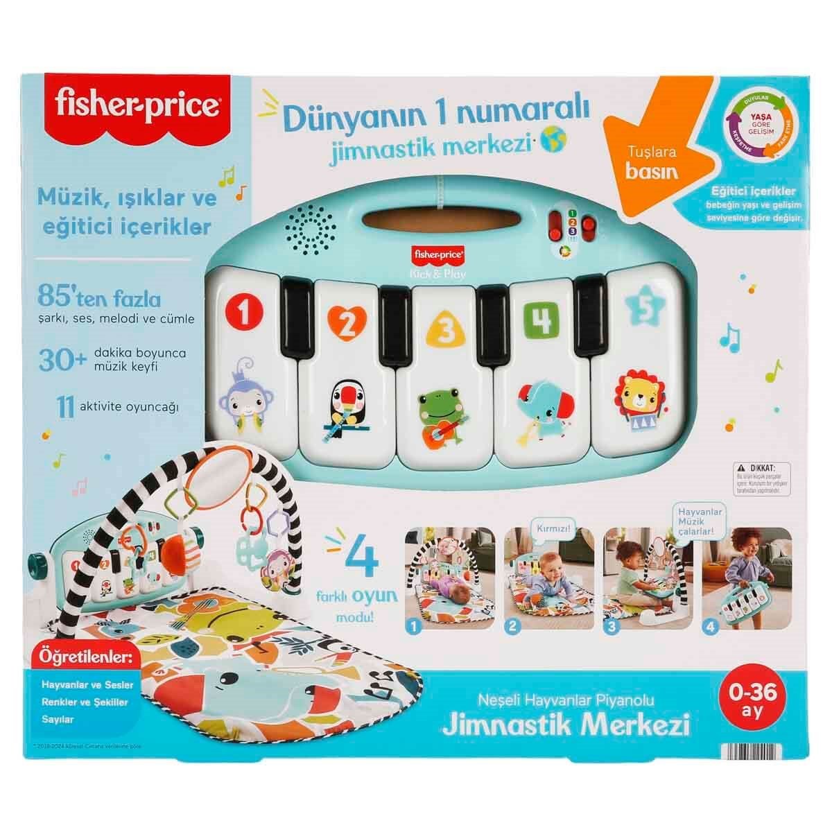 Fisher-Price Piyanolu Oyun Halısı Neşeli Hayvanlar Tasarımlı, Işıklı, 85+ Şarkılı ve 10 Aktivite Oyuncaklı Jimnastik Merkezi - Roket Oyuncak