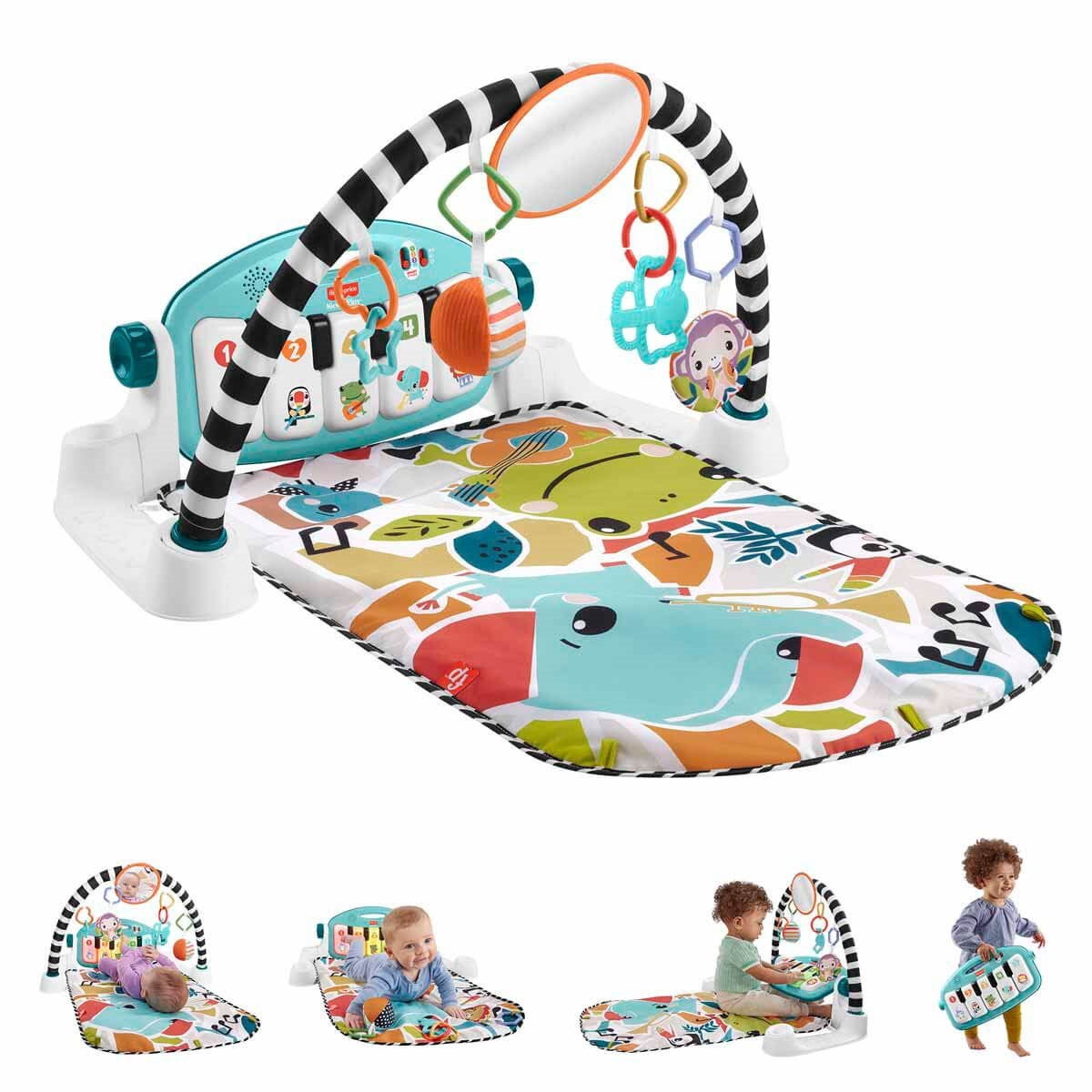 Fisher-Price Piyanolu Oyun Halısı Neşeli Hayvanlar Tasarımlı, Işıklı, 85+ Şarkılı ve 10 Aktivite Oyuncaklı Jimnastik Merkezi - Roket Oyuncak