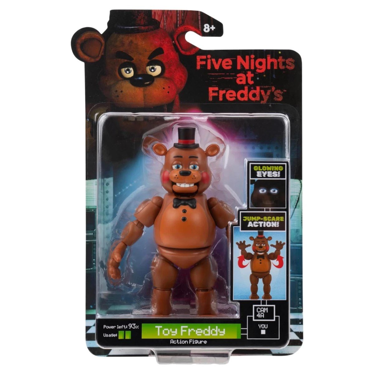 Five Nights at Freddy's Toy Freddy Figür 12.5 cm Boyutunda, 10+ Eklemli, Jumpscare Fonksiyonlu ve Karanlıkta Parlayan Gözlü Aksiyon Figürü - Roket Oyuncak
