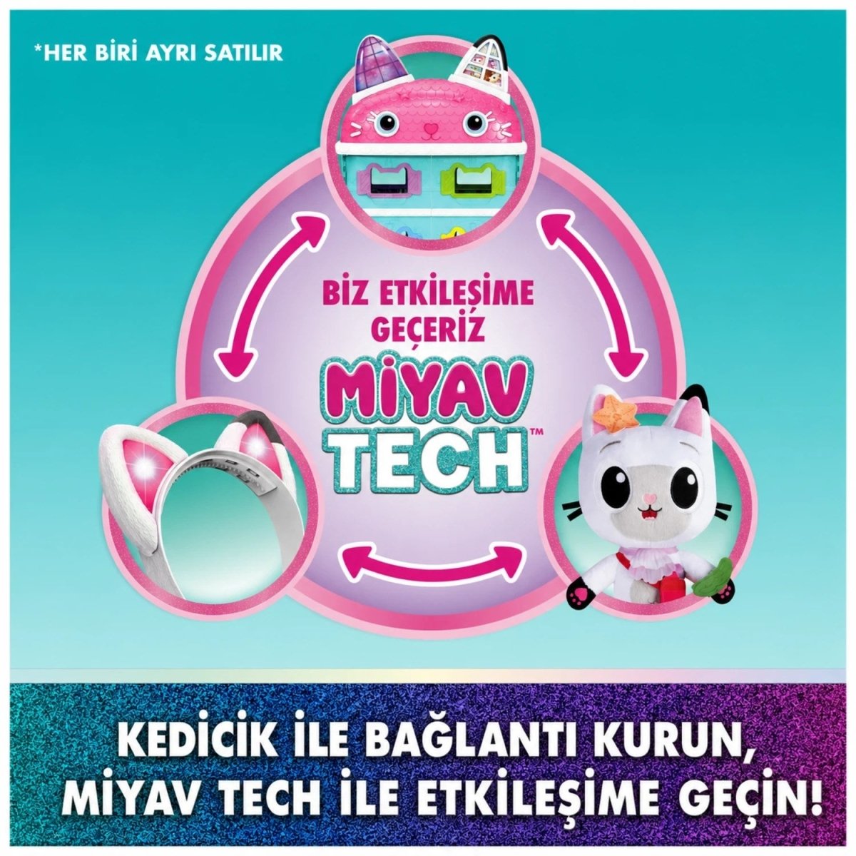 Gabby's Dollhouse Meow - mazing İnteraktif Kedi Kulaklı Taç 20’den Fazla Ses Efektli, 3 Farklı Oyun Modlu ve Işıklı Role - Play Kulaklığı - Roket Oyuncak
