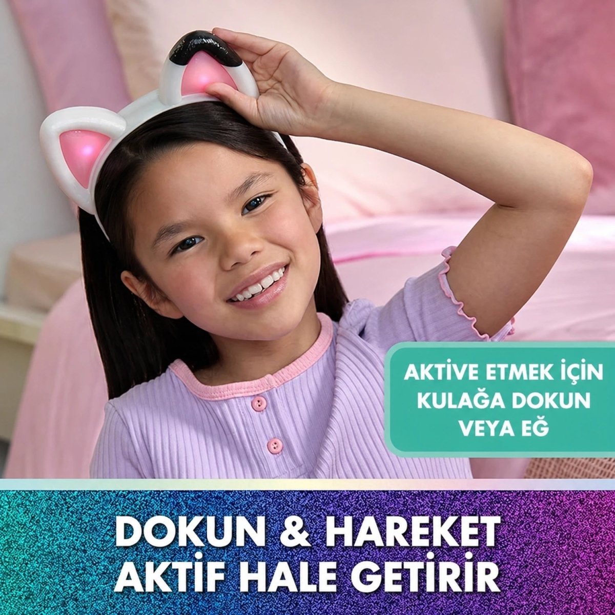 Gabby's Dollhouse Meow - mazing İnteraktif Kedi Kulaklı Taç 20’den Fazla Ses Efektli, 3 Farklı Oyun Modlu ve Işıklı Role - Play Kulaklığı - Roket Oyuncak