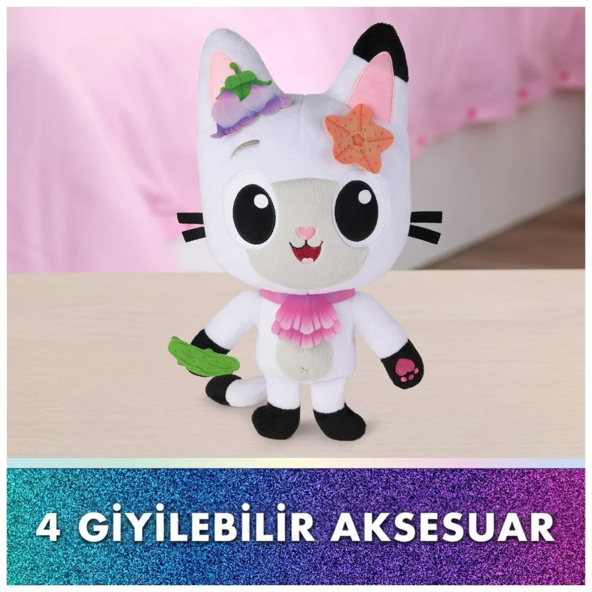 Gabby's Dollhouse Meow - mazing Pandy Paws 20’den Fazla Ses Efektli, Meow Tech Uyumlu ve Aksesuarlı İnteraktif Pelüş Kedi - Roket Oyuncak