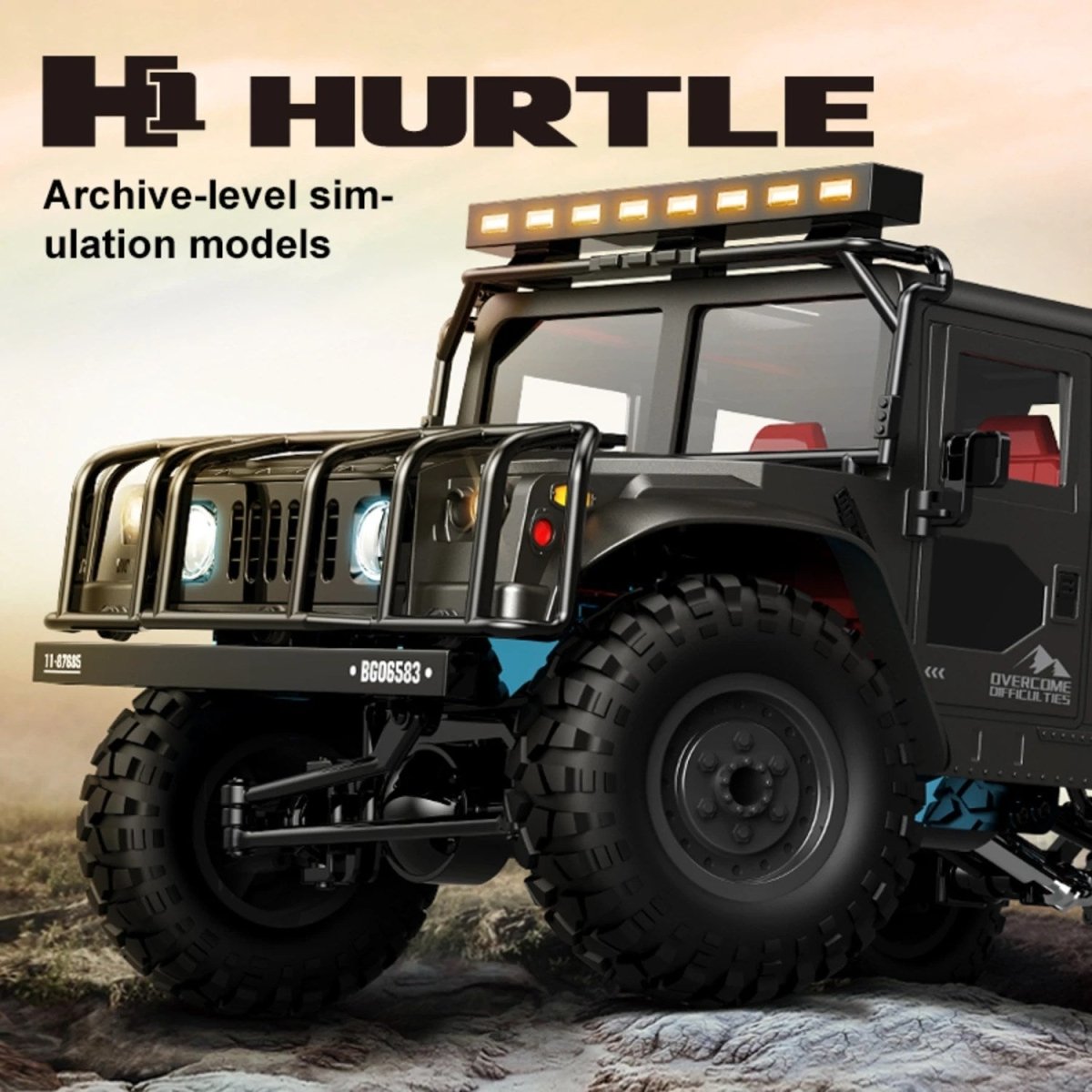 H1 Hurtle 1:12 Metal Şasili Işıklı RC Off - Road Dağ Arabası - Roket Oyuncak
