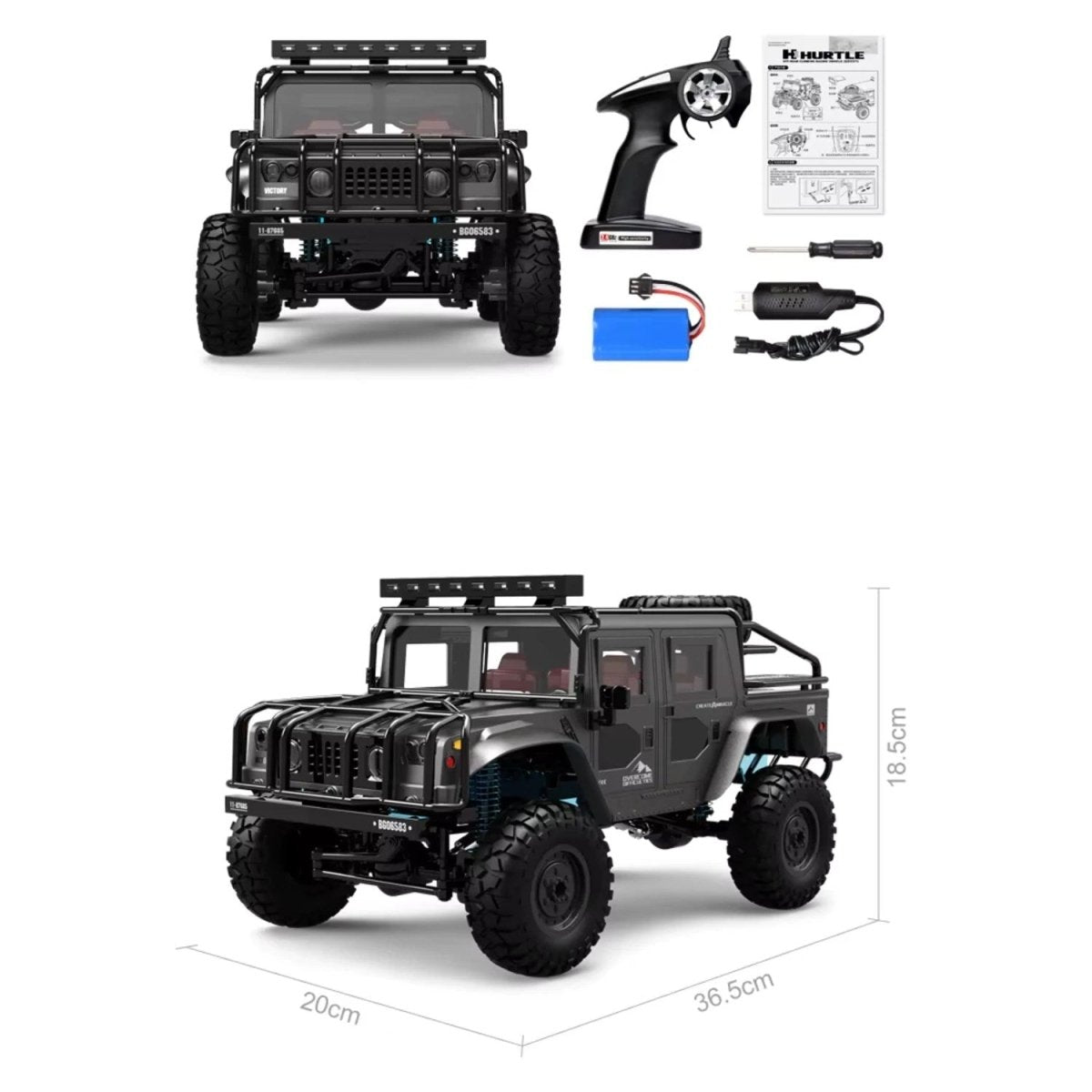 H1 Hurtle 1:12 Metal Şasili Işıklı RC Off - Road Dağ Arabası - Roket Oyuncak