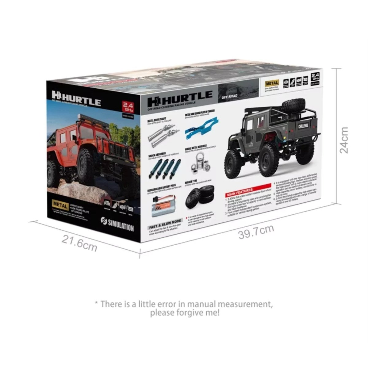 H1 Hurtle 1:12 Metal Şasili Işıklı RC Off - Road Dağ Arabası - Roket Oyuncak