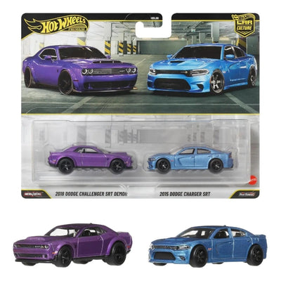 Hot Wheels 1:64 Premium Car Culture 2'li Paket 2018 Dodge Challenger SRT Demon & 2015 Dodge Charger SRT - Roket Oyuncak