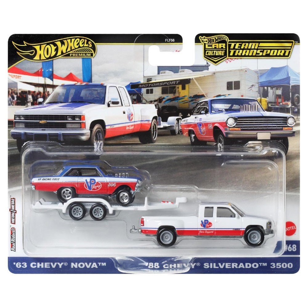 Hot Wheels Premium Team Transport '63 Chevy Nova & '88 Chevy Silverado 3500 - Roket Oyuncak
