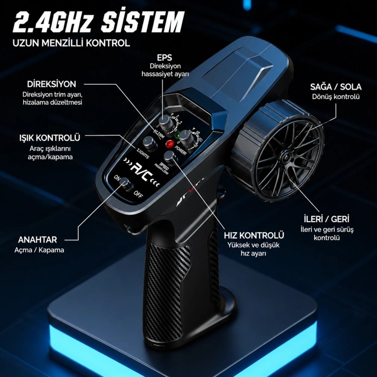 Hstar 1:43 Profesyonel Mini Drift RC Araba GTR 4WD 15 KM/H Hız Metal Alaşım Gövde EPS Stabilizasyonu Tam Orantılı Çift Modlu LED - Roket Oyuncak