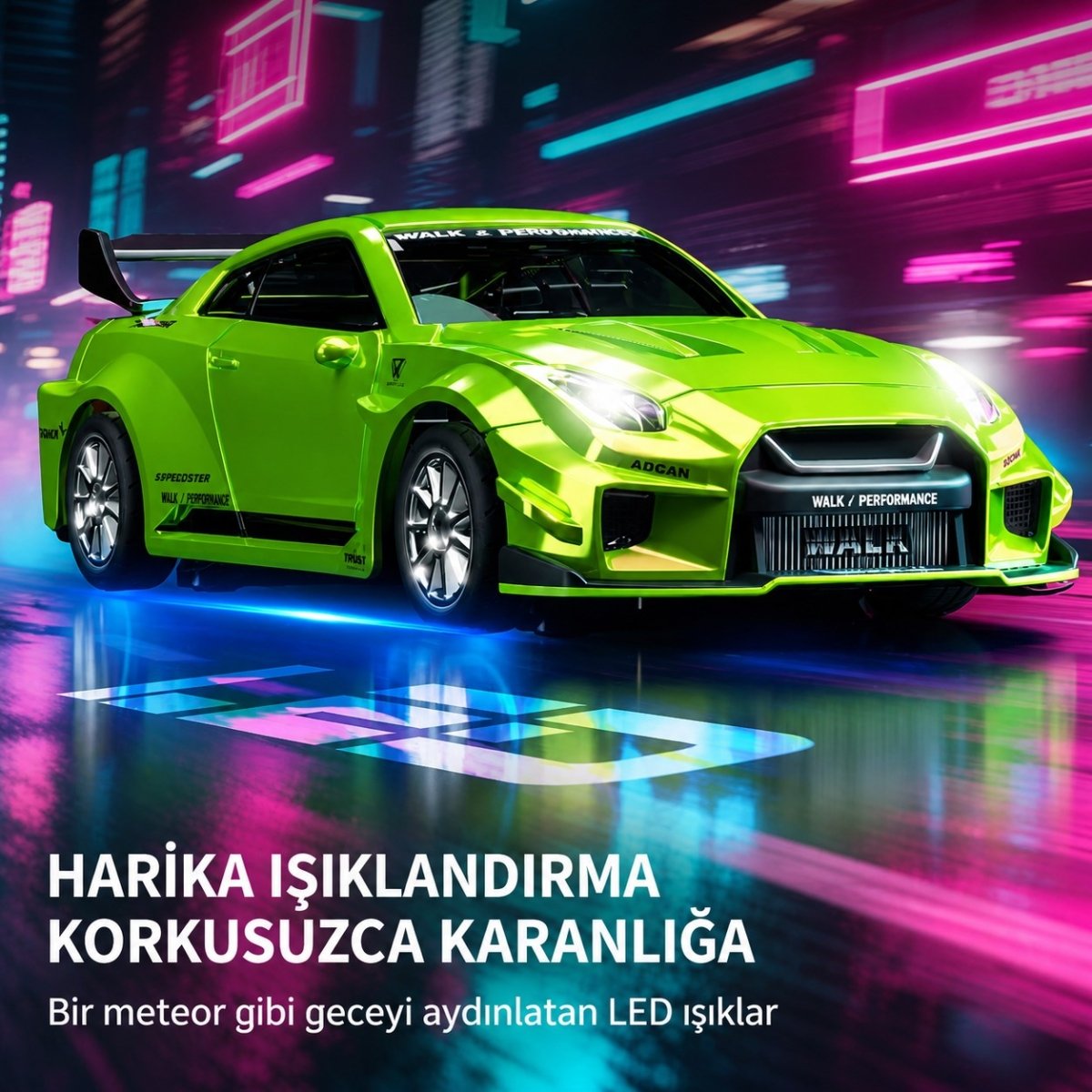 Hstar 1:43 Profesyonel Mini Drift RC Araba GTR 4WD 15 KM/H Hız Metal Alaşım Gövde EPS Stabilizasyonu Tam Orantılı Çift Modlu LED - Roket Oyuncak