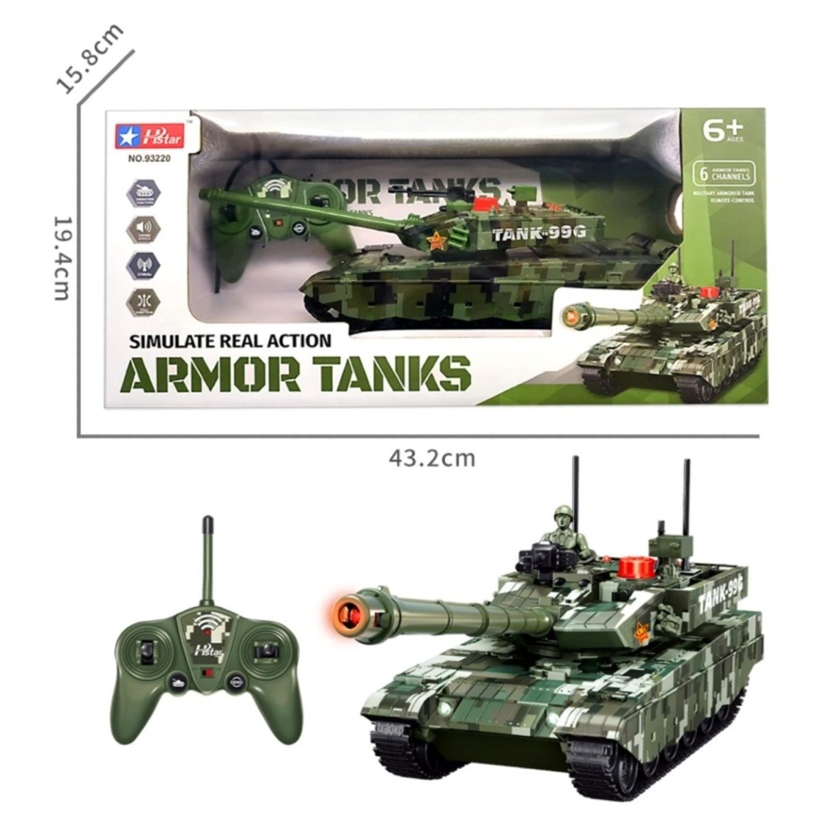 Hstar Battle Armored Sesli ve Işıklı Uzaktan Kumandalı Tank - Roket Oyuncak