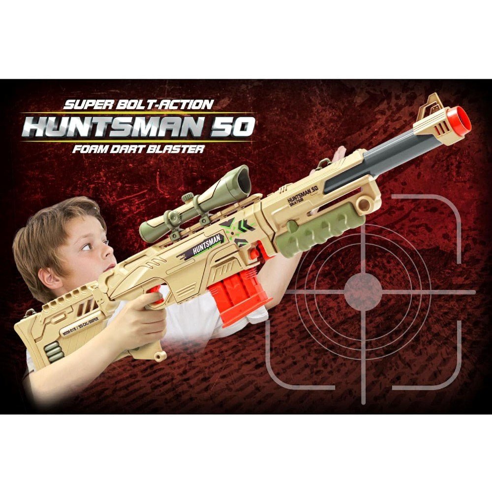 Huntsman 50 3'ü 1 Arada 24 Mermili Sünger Dart Atan Silah 92 Cm Uzunluk 15 Metre Menzil - Roket Oyuncak