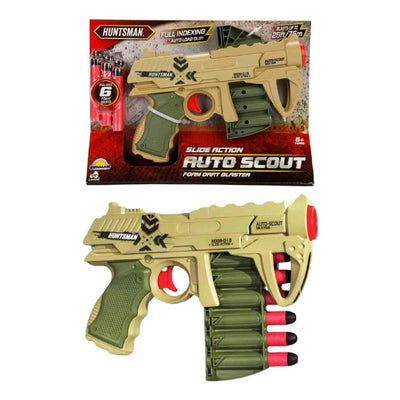Huntsman Auto Scout 6 Sünger Dart Kapasiteli, 7.5 Metre Menzilli ve 21 cm Ergonomik Tasarımlı Dart Atan Silah - Roket Oyuncak