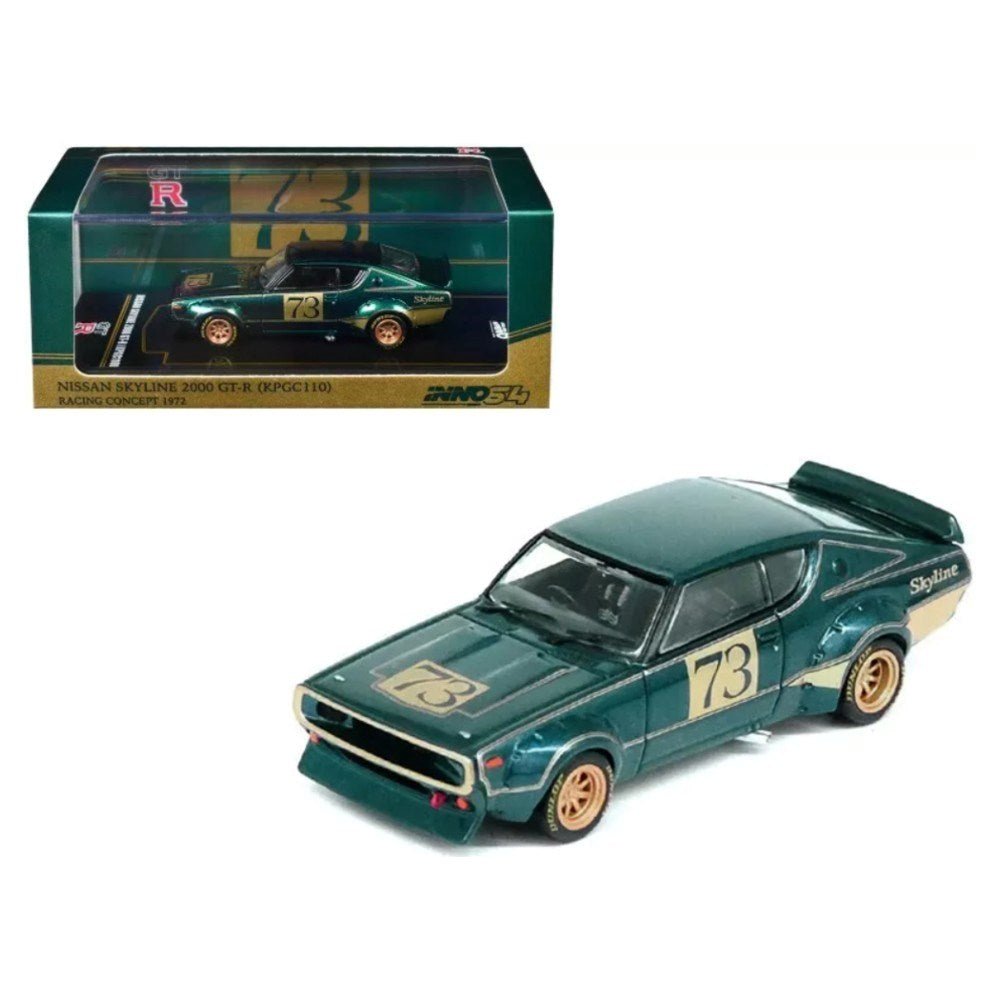 Inno 1:64 Nissan Skyline 2000 GT-R (KPGC110) Racing Concept Green IN64-KPGC110RC-GRN - Roket Oyuncak
