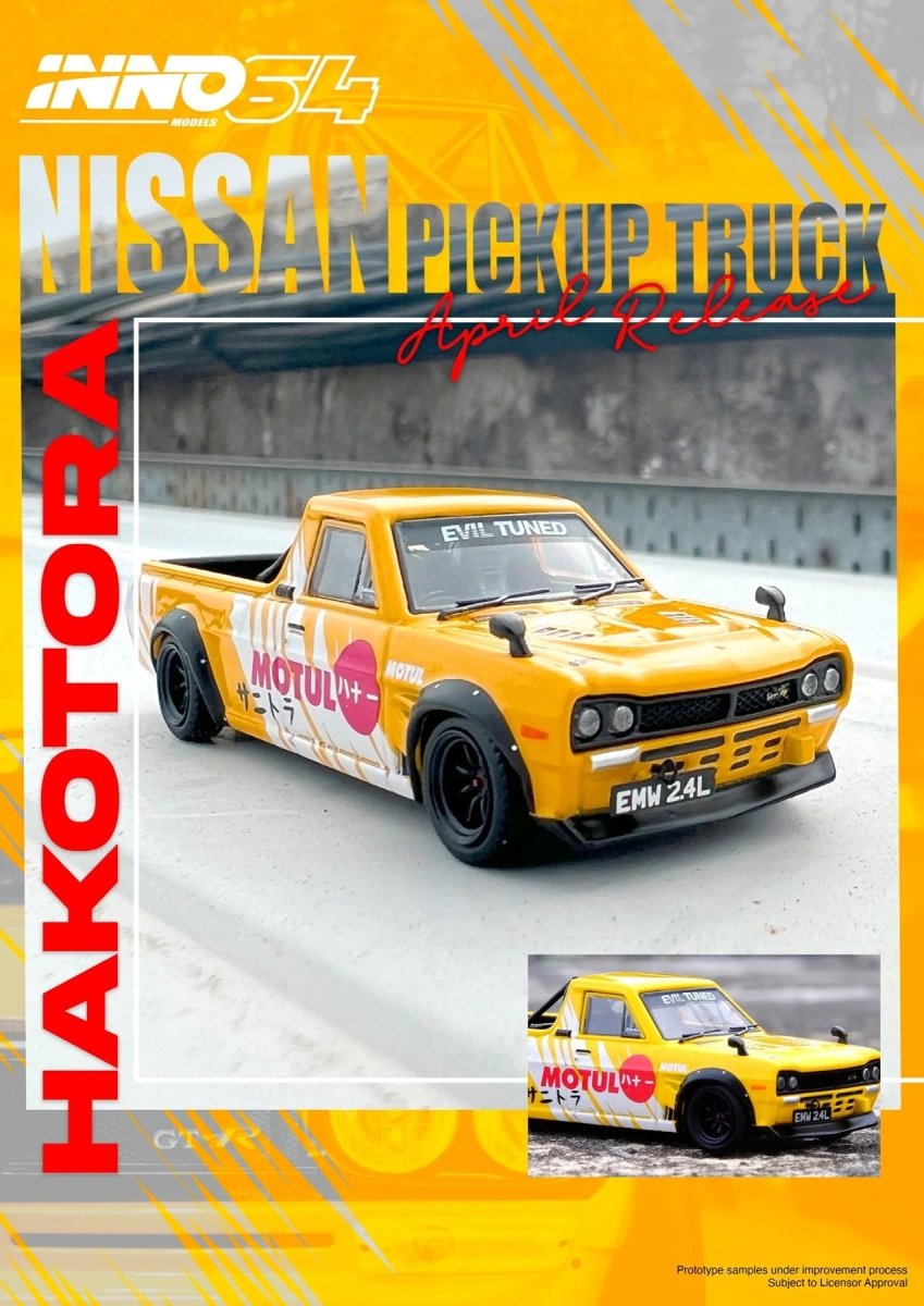 Inno64 1:64 Nissan Sunny Pick Up Truck Hakotora "MOTUL" Livery Diecast Model Araç (IN64-HKT-MOTUL) - Roket Oyuncak