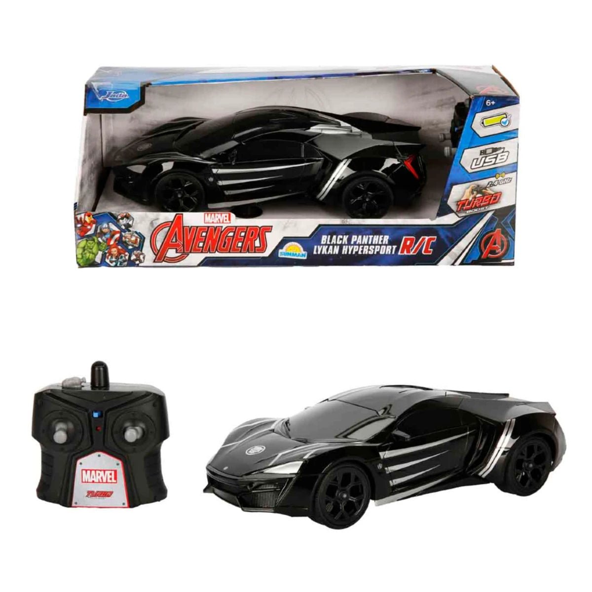 Jada 1:16 Avengers Black Panther Lykan Hypersport USB Şarjlı Uzaktan Kumandalı Araba - Roket Oyuncak