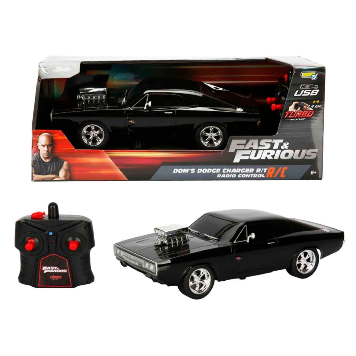 Jada 1:16 Fast & Furious Dom’s Dodge Charger R/T USB Şarjlı Uzaktan Kumandalı Araba - Roket Oyuncak