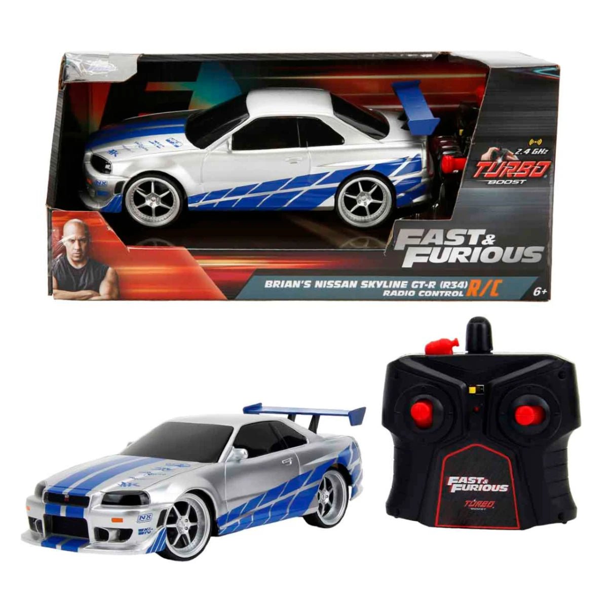 Jada 1:24 Fast & Furious Brian’s Nissan Skyline GT - R (R34) Uzaktan Kumandalı Araba - Roket Oyuncak