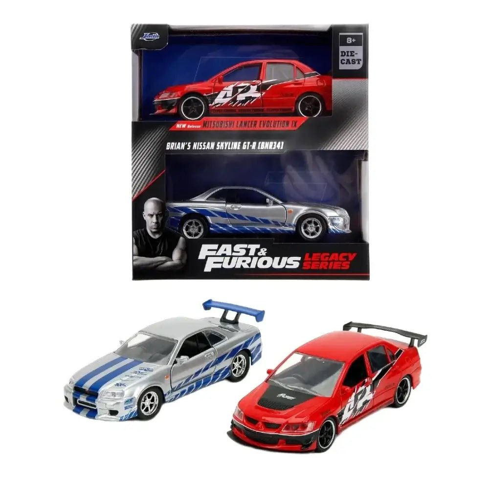 Jada Fast & Furious 2'li Araç Lancer Evo IX & Skyline GTR R34 - Roket Oyuncak