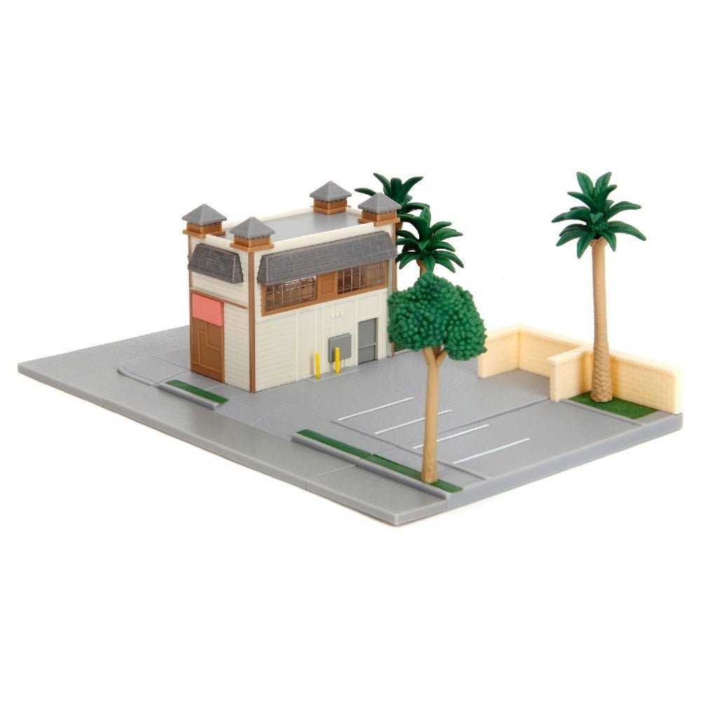 Jada Fast & Furious Nano Toretto's Cafe Diorama Seti Yeşil Mitsubishi Eclipse ve Kırmızı Ford F-150 Metal Araçlı Hızlı ve Öfkeli Kafesi - Roket Oyuncak