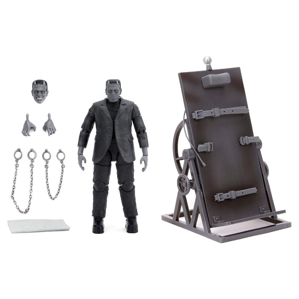 Jada Frankenstein Deluxe Next Level Figure Siyah - Beyaz Sınırlı Seri, Fonksiyonel Operasyon Masası ve Aksesuarlı 90. Yıl Özel Koleksiyon Seti - Roket Oyuncak