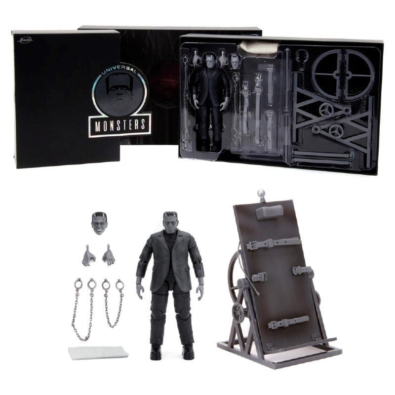 Jada Frankenstein Deluxe Next Level Figure Siyah - Beyaz Sınırlı Seri, Fonksiyonel Operasyon Masası ve Aksesuarlı 90. Yıl Özel Koleksiyon Seti - Roket Oyuncak