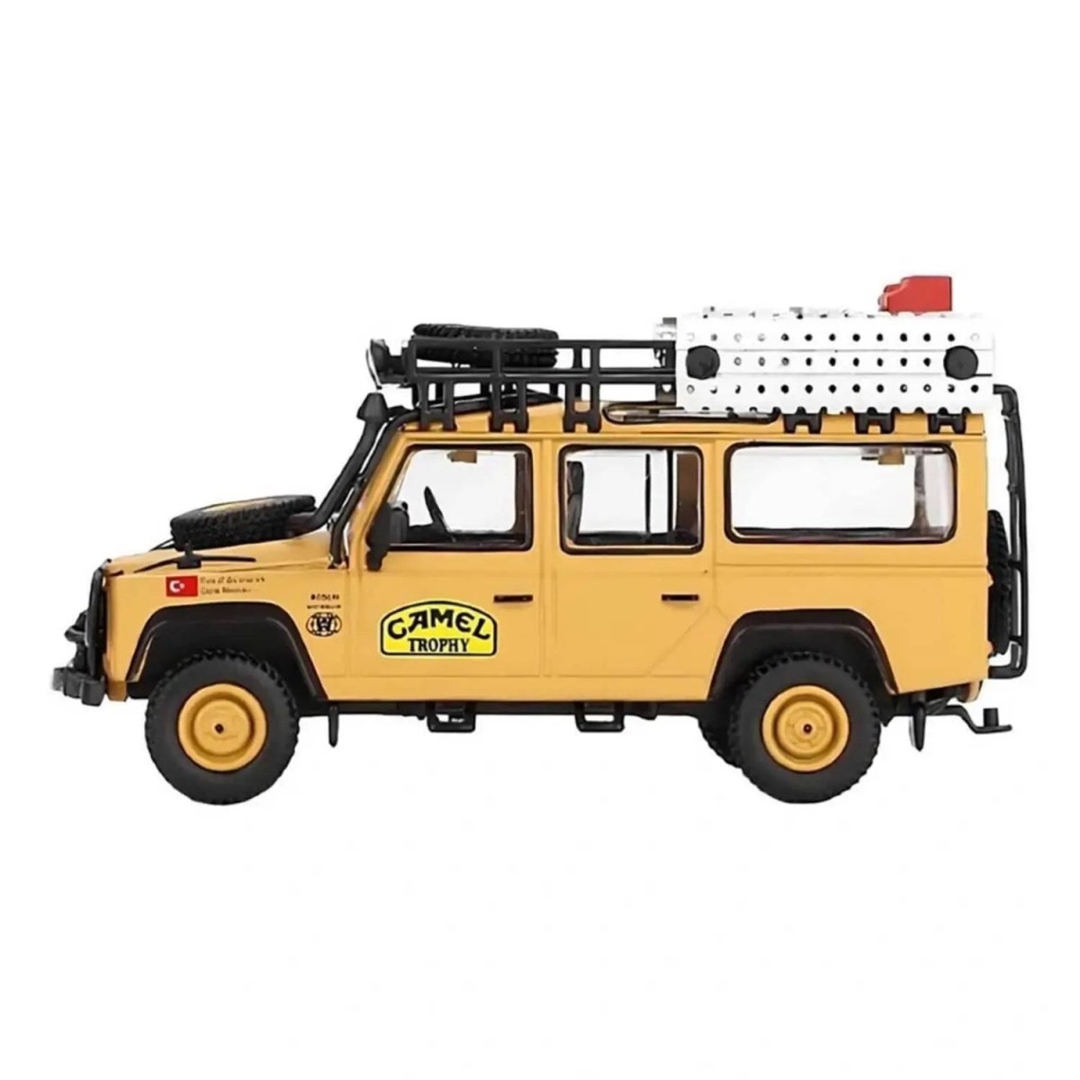 Land Rover Defender 110 1989 Camel Trophy Amazon Team Turkey Exclusive LHD 1:64 Diecast Model Araba - Roket Oyuncak