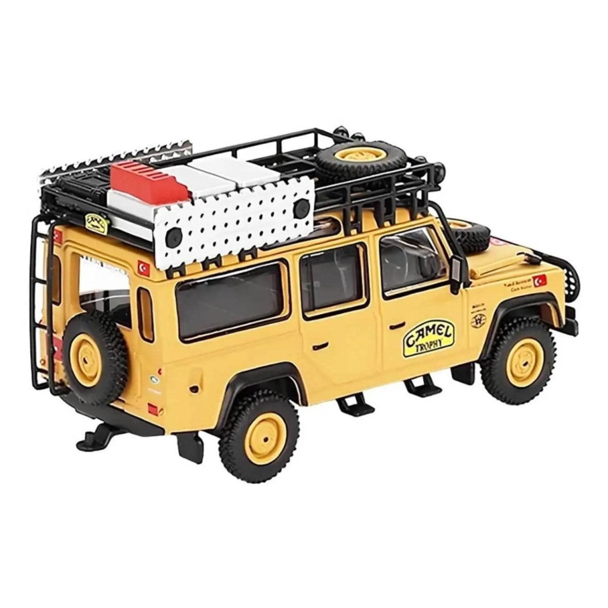 Land Rover Defender 110 1989 Camel Trophy Amazon Team Turkey Exclusive LHD 1:64 Diecast Model Araba - Roket Oyuncak