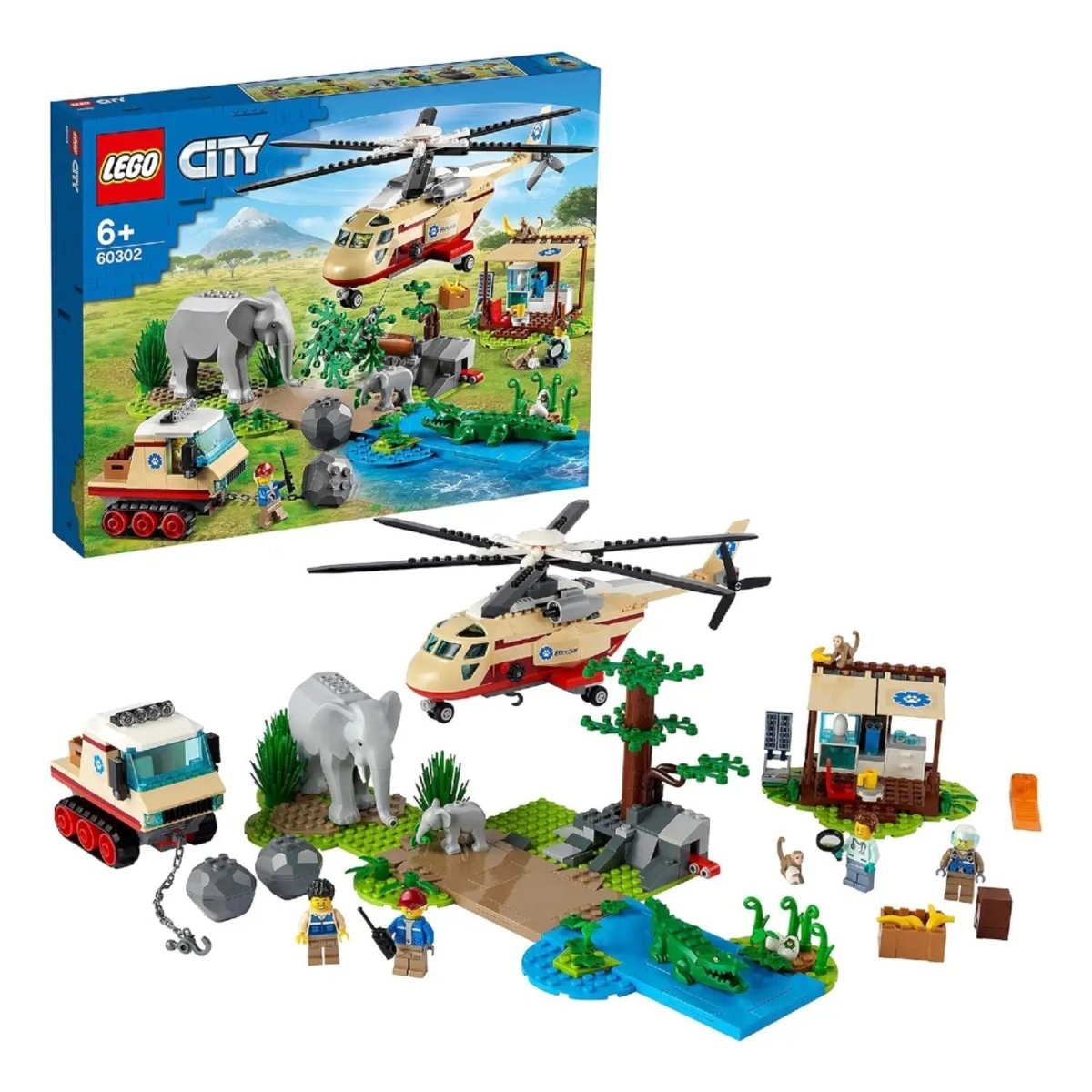 LEGO City Vahşi Hayvan Kurtarma Operasyonu 60302 - Hayvan Seven Çocuklar için Yaratıcı Oyuncak Yapım Seti (525 Parça) - Roket Oyuncak