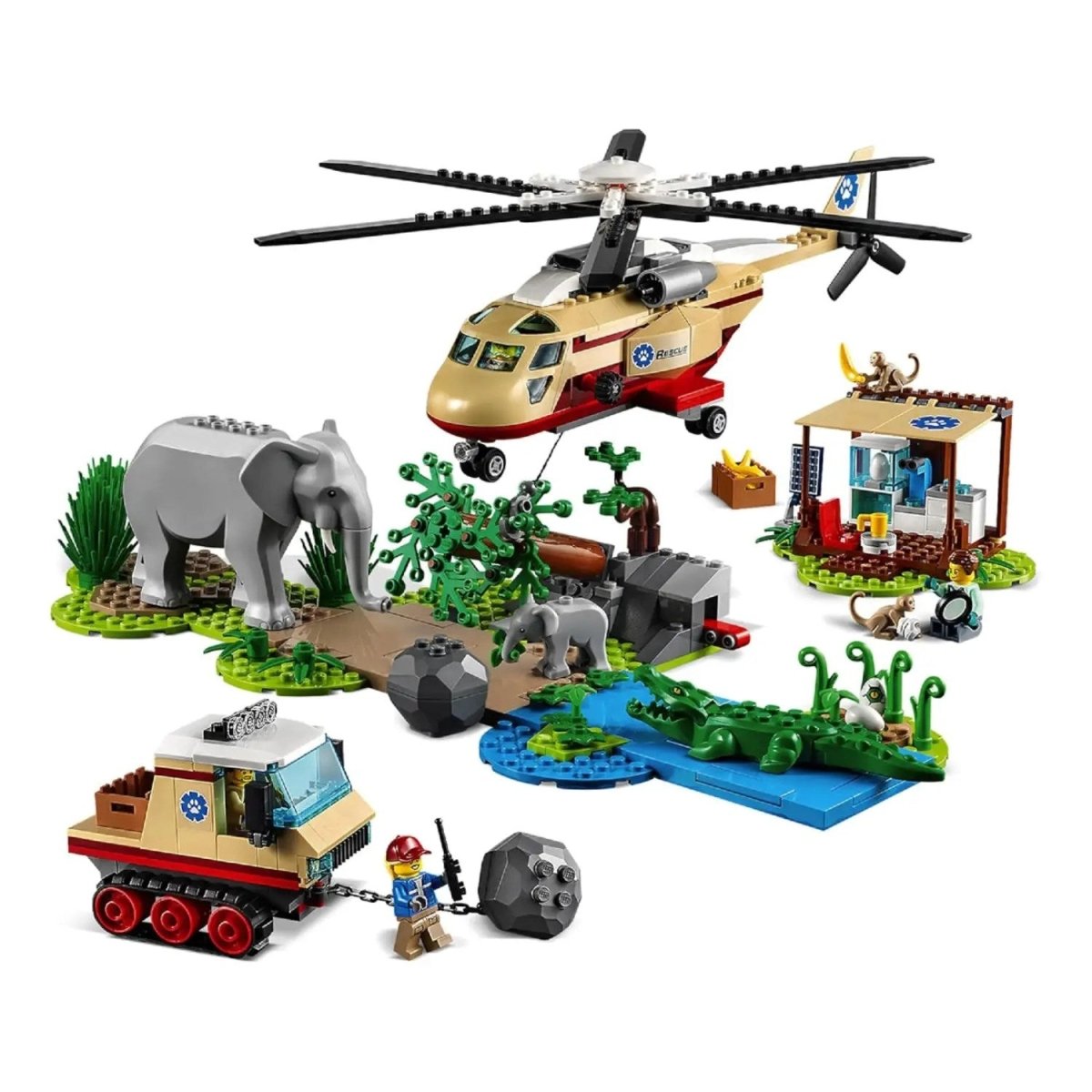 LEGO City Vahşi Hayvan Kurtarma Operasyonu 60302 - Hayvan Seven Çocuklar için Yaratıcı Oyuncak Yapım Seti (525 Parça) - Roket Oyuncak