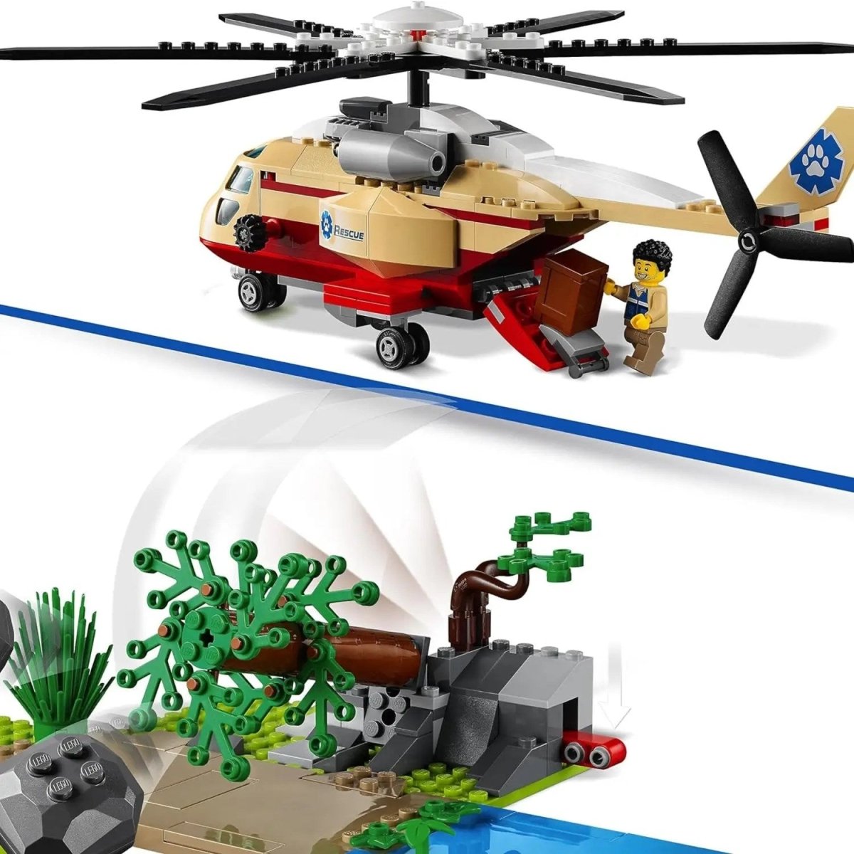 LEGO City Vahşi Hayvan Kurtarma Operasyonu 60302 - Hayvan Seven Çocuklar için Yaratıcı Oyuncak Yapım Seti (525 Parça) - Roket Oyuncak