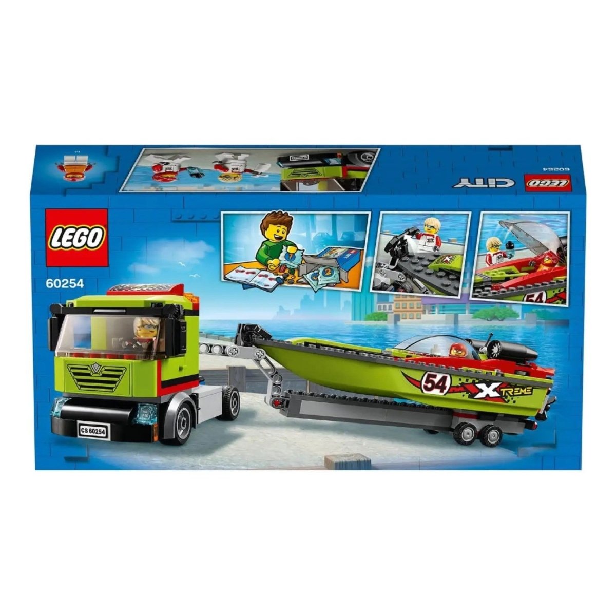 LEGO City Yarış Teknesi Taşıyıcı 60254 - Araçları Seven Çocuklar için Yaratıcı Oyuncak Yapım Seti (238 Parça) - Roket Oyuncak