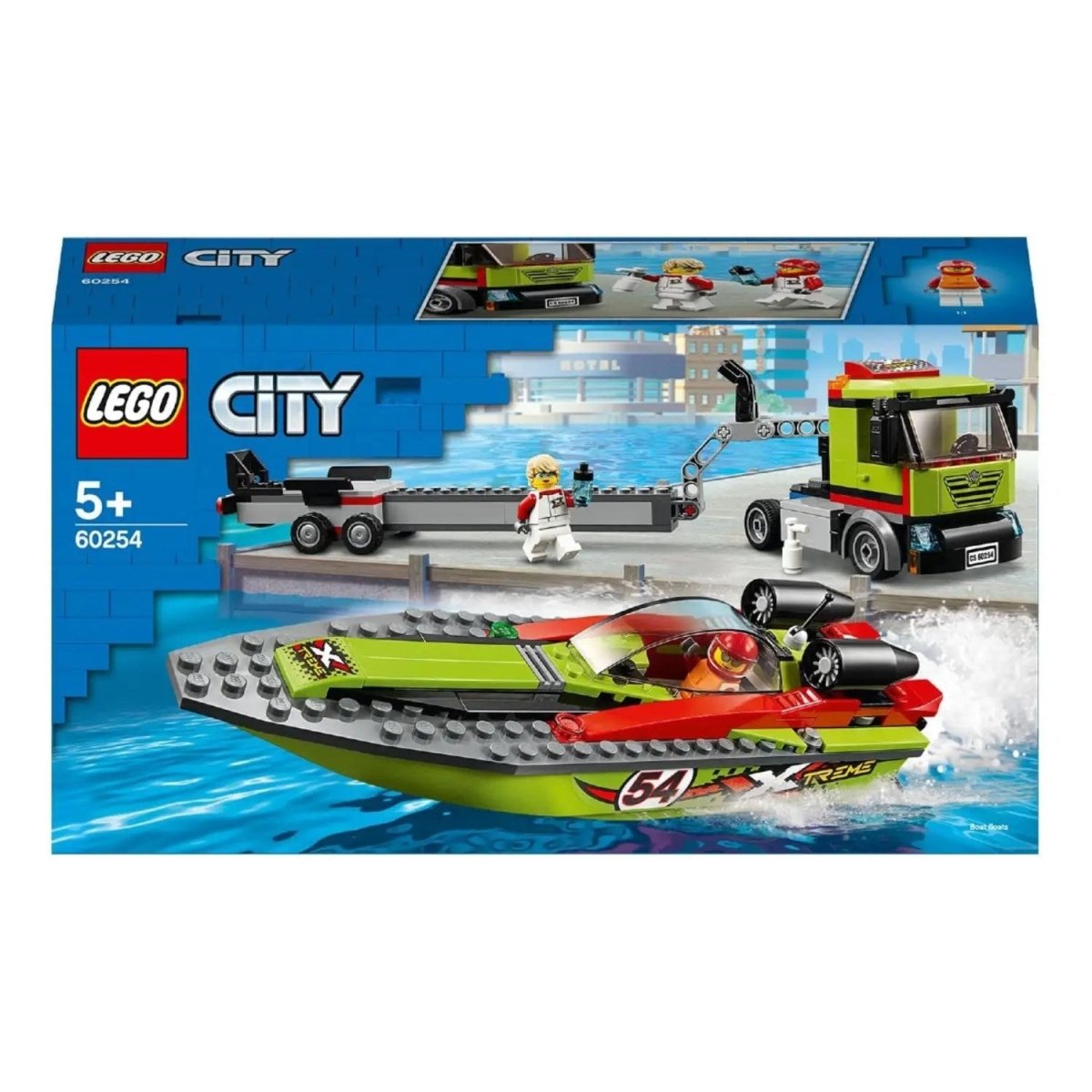 LEGO City Yarış Teknesi Taşıyıcı 60254 - Araçları Seven Çocuklar için Yaratıcı Oyuncak Yapım Seti (238 Parça) - Roket Oyuncak