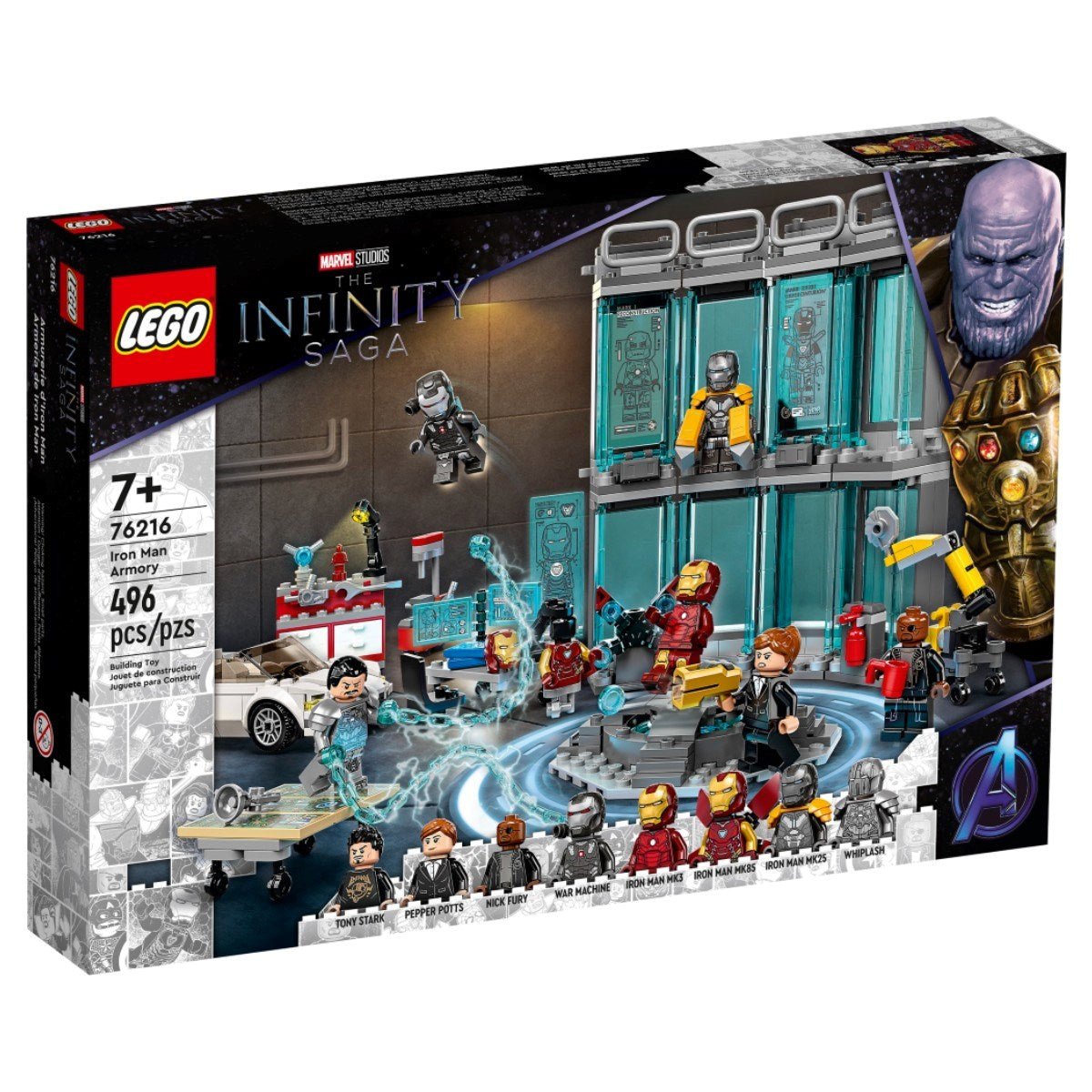 LEGO Marvel Iron Man Cephaneliği 76216 - 7 Yaş ve Üzeri Çocuklar için Zırhlar, Minifigürler ve Süper Kahraman Aksiyonu Oyuncak Yapım Seti (496 Parça) - Roket Oyuncak