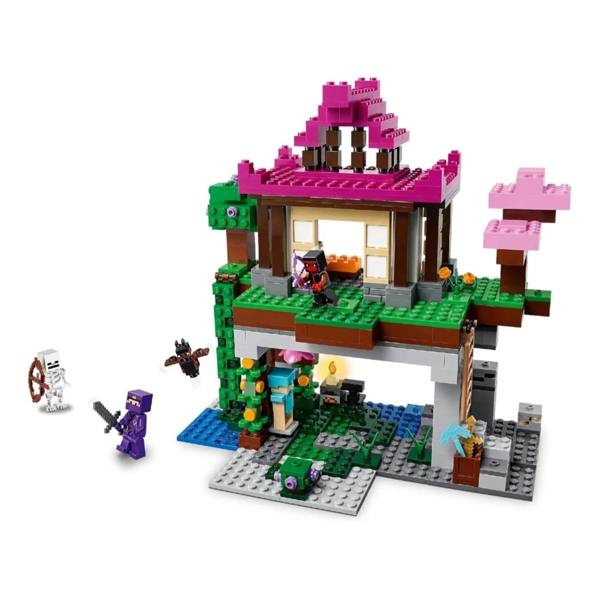 LEGO Minecraft Eğitim Alanı 21183 – Macera Oyunlarını Seven Çocuklar İçin Minecraft Evi Dojosu ve Mağara Oyuncağı İçeren Yapım Seti (537 Parça) - Roket Oyuncak