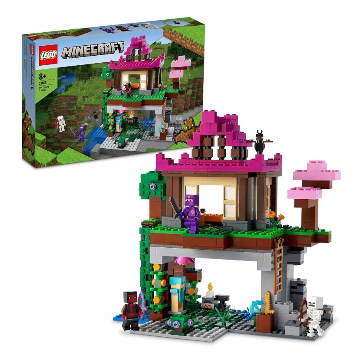 LEGO Minecraft Eğitim Alanı 21183 – Macera Oyunlarını Seven Çocuklar İçin Minecraft Evi Dojosu ve Mağara Oyuncağı İçeren Yapım Seti (537 Parça) - Roket Oyuncak