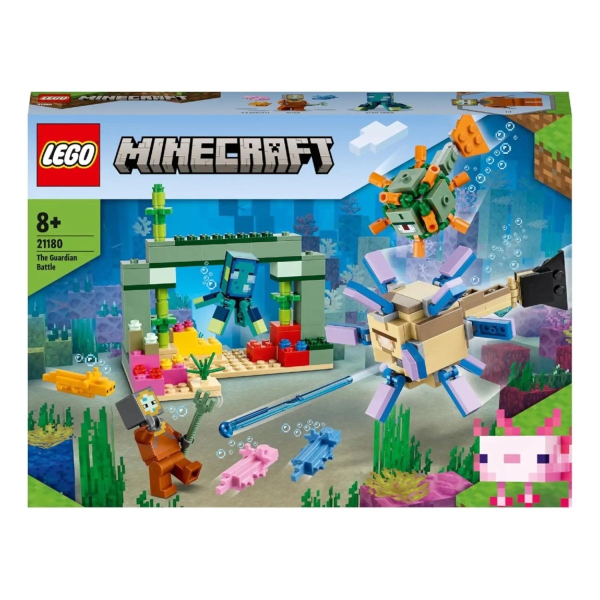 LEGO Minecraft Gardiyan Savaşı 21180 – Macera Oyunlarını Seven Çocuklar İçin Yaratıcı Oyuncak Yapım Seti (255 Parça) - Roket Oyuncak