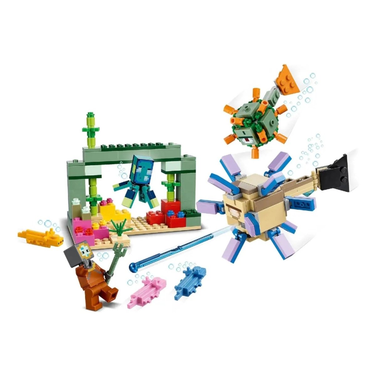 LEGO Minecraft Gardiyan Savaşı 21180 – Macera Oyunlarını Seven Çocuklar İçin Yaratıcı Oyuncak Yapım Seti (255 Parça) - Roket Oyuncak
