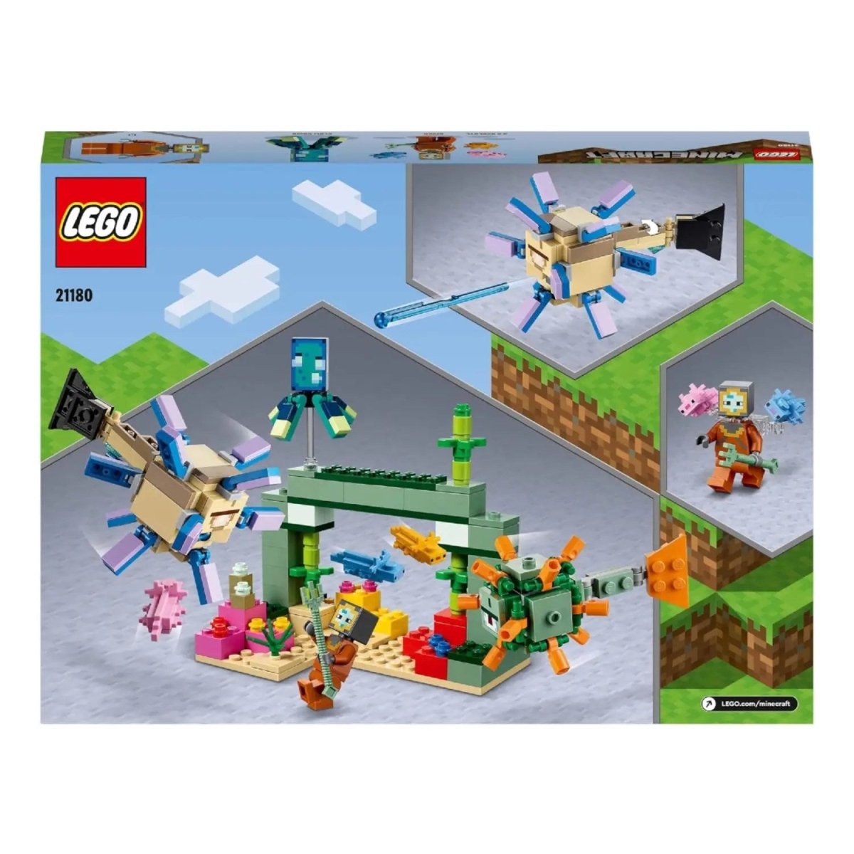 LEGO Minecraft Gardiyan Savaşı 21180 – Macera Oyunlarını Seven Çocuklar İçin Yaratıcı Oyuncak Yapım Seti (255 Parça) - Roket Oyuncak
