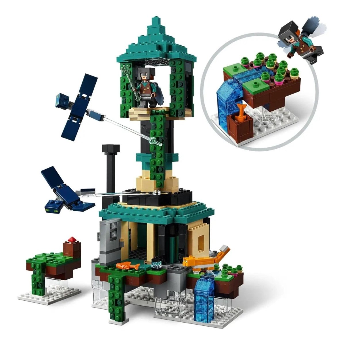 LEGO Minecraft Gökyüzü Kulesi 21173 - Bir Pilot, 2 Uçan Hayalet ve bir Kedi İçeren Eğlenceli Uçan Adalar Oyuncak Yapım Seti (565 Parça) - Roket Oyuncak