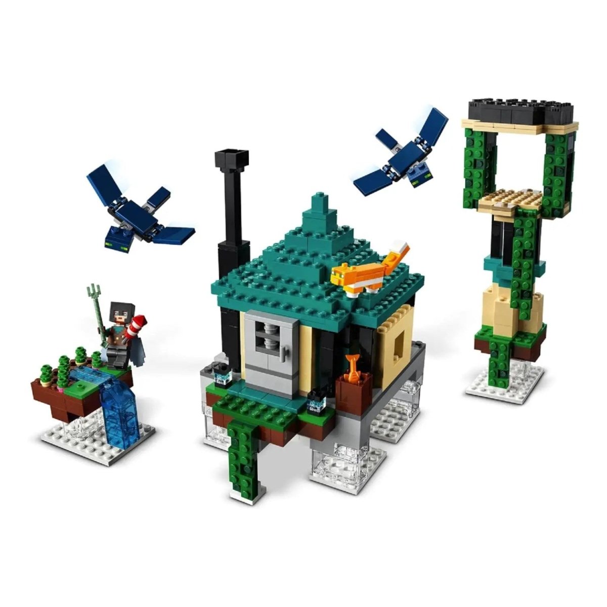 LEGO Minecraft Gökyüzü Kulesi 21173 - Bir Pilot, 2 Uçan Hayalet ve bir Kedi İçeren Eğlenceli Uçan Adalar Oyuncak Yapım Seti (565 Parça) - Roket Oyuncak