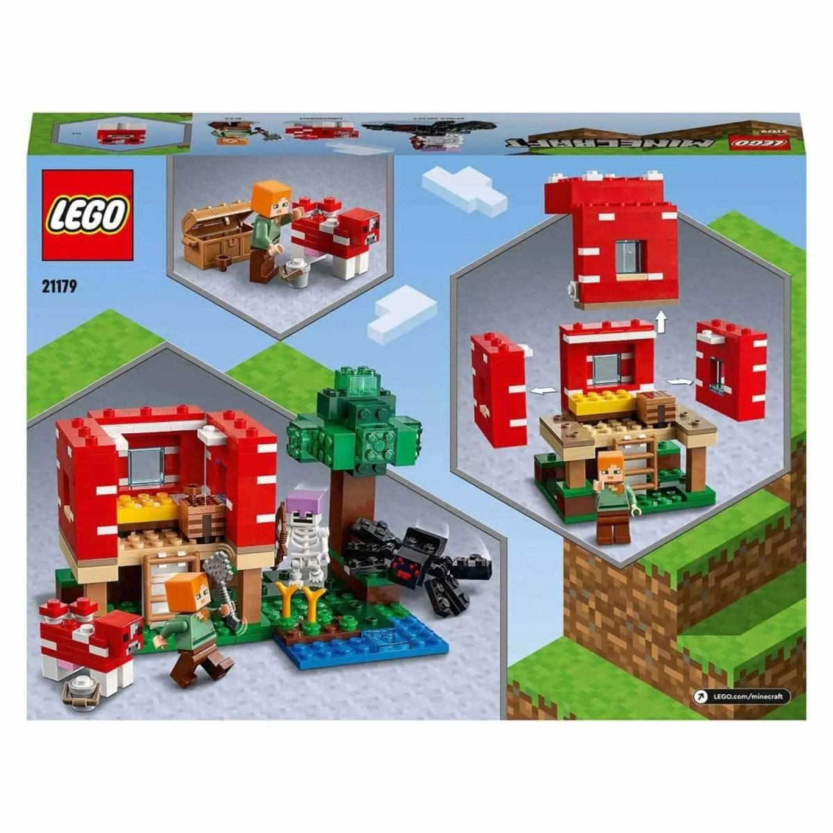 LEGO Minecraft Mantar Evi 21179 – Macera Oyunlarını Seven Çocuklar İçin Oyuncak Ev İçeren Yaratıcı Oyuncak Yapım Seti (272 Parça) - Roket Oyuncak