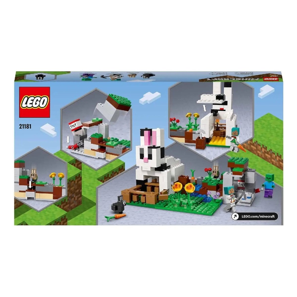 LEGO Minecraft Tavşan Çiftliği 21181 – Macera Oyunlarını Seven Çocuklar İçin Tavşan Evi İçeren Yaratıcı Oyuncak Yapım Seti (340 Parça) - Roket Oyuncak