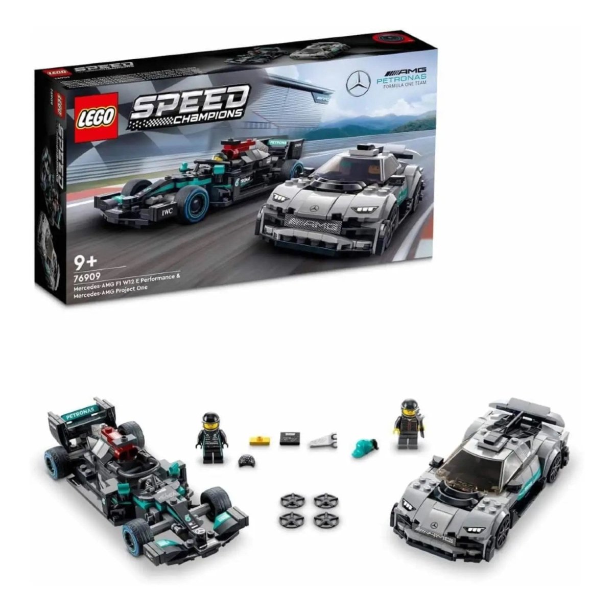LEGO Speed Champions Mercedes - AMG F1 W12 E Performance ve Mercedes - AMG Project One 76909 - 9 Yaş ve Üzeri için Oyuncak Model Yapım Seti (564 Parça) - Roket Oyuncak
