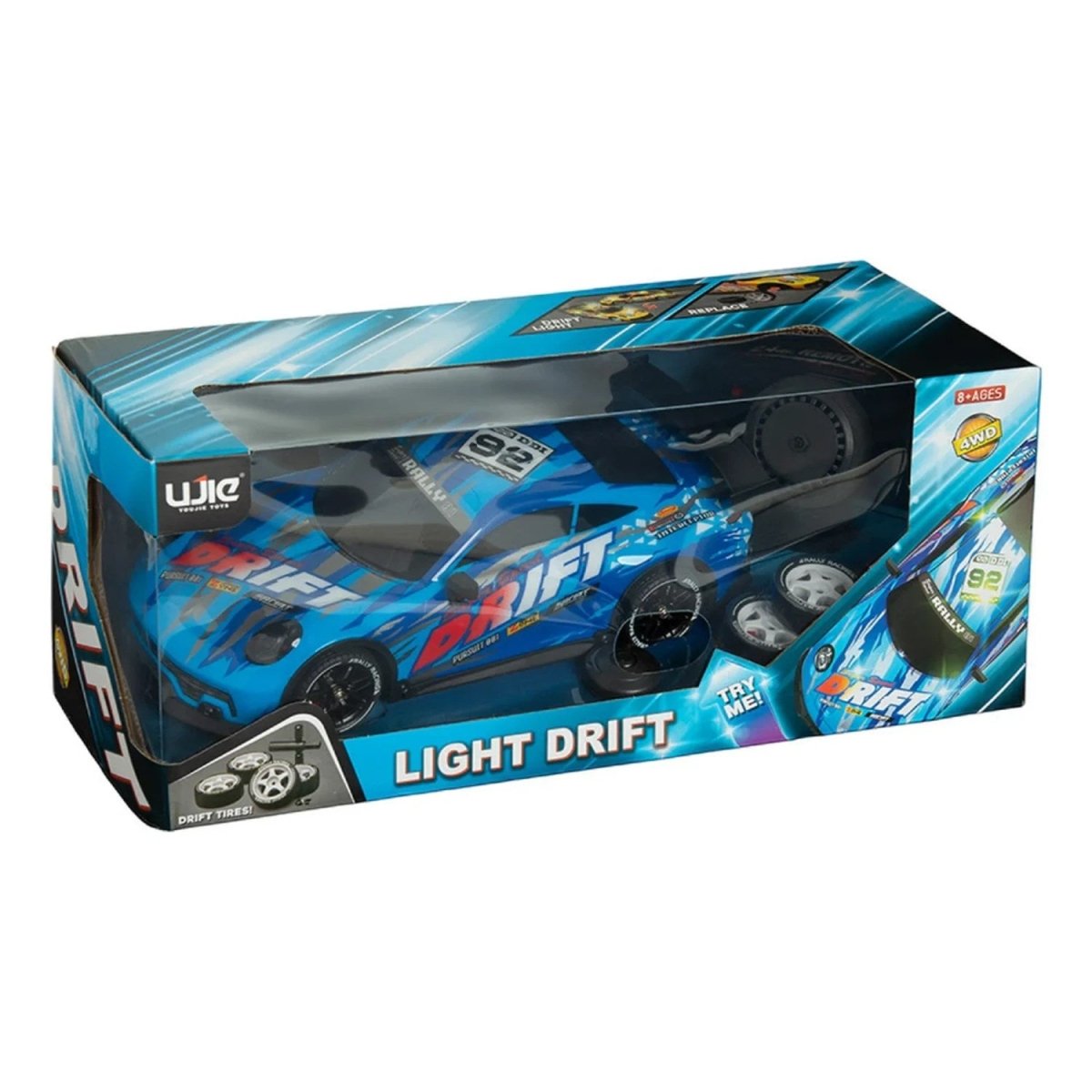 Light Drift 4WD 1:16 Ölçekli, Işıklı, Çift Lastik Setli ve 7.4V Yüksek Güçlü Şarjlı Uzaktan Kumandalı Drift Arabası (Mavi) - Roket Oyuncak